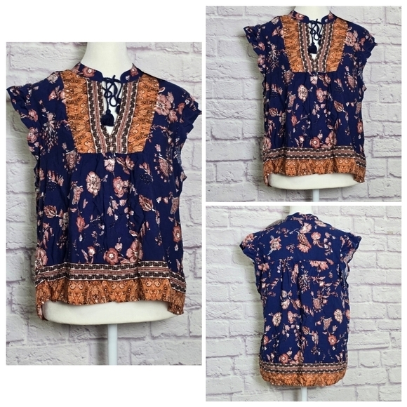 Gypsies & Moondust Sleeveless Flutter Sleeve Peasant Top Size Medium NWT - Picture 1 of 11